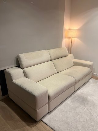 Sofá 4 plazas beige tela