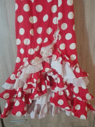 Traje Gitana Mujer Talla 40 Rojo Lunares