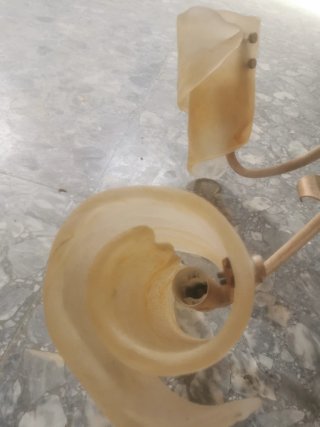Lámpara de techo forja y cristal beige