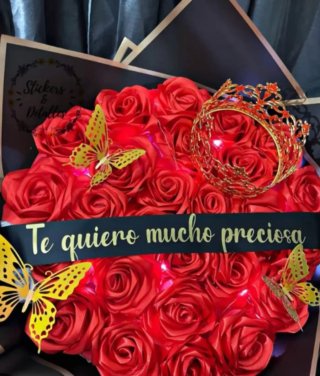 Ramo Rosas Eternas Tela Marfil