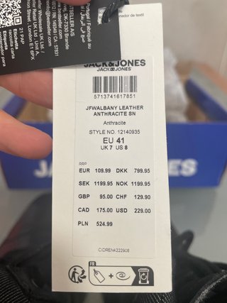 Jack & Jones Jfwalbany stivali in pelle uomo antracite, taglia 41 EU