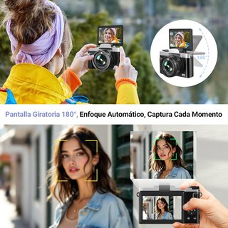 SIN ABRIR Cámara con WiFi 4K 64MP Pantalla 180°