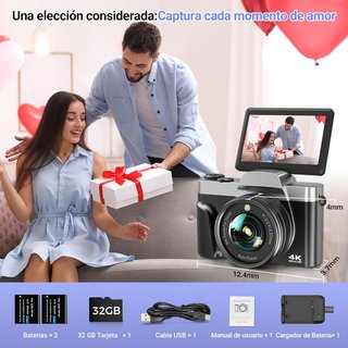 SIN ABRIR Cámara con WiFi 4K 64MP Pantalla 180°