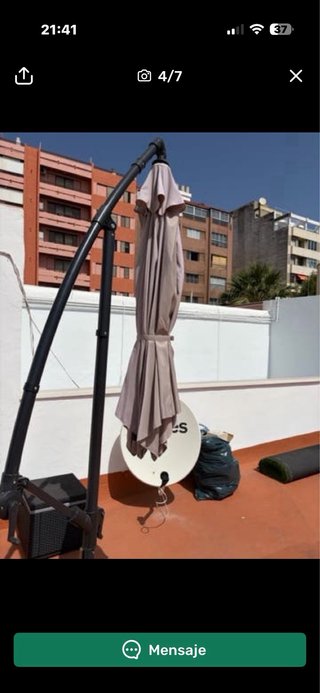 Sombrilla grande de jardín beige/gris
