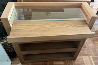Mesitas auxiliares madera y cristal