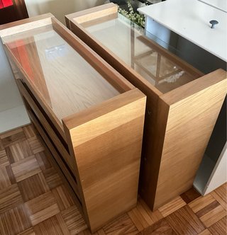 Mesitas auxiliares madera y cristal