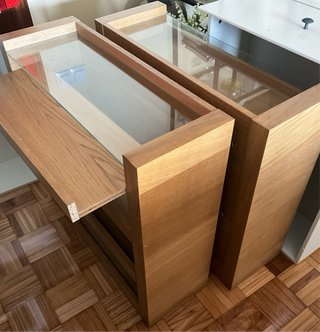 Mesitas auxiliares madera y cristal