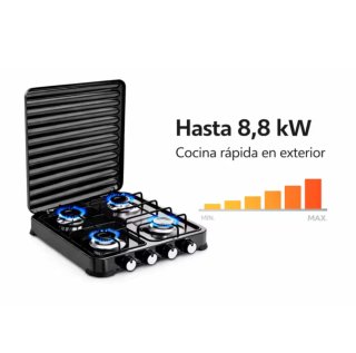 Hornillo portátil 4 fuegos con grill