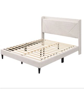 Estructura de cama con cabecero beige