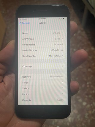 iPhone 8 Negro pypass solo funciona con wifi