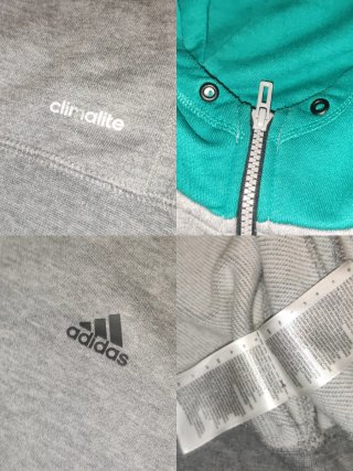 Sudadera XL Adidas Gris y Turquesa