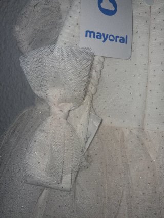 Vestido bebé niña Mayoral blanco con brillos
