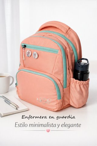 Mochila de enfermera rosa y turquesa