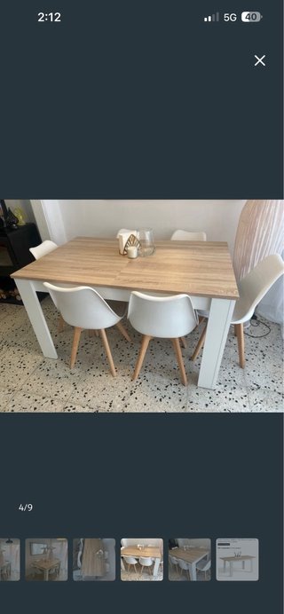 Mesa extensible y 6 sillas