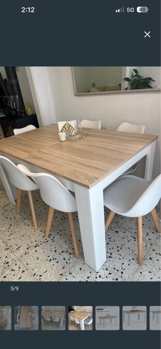 Mesa extensible y 6 sillas
