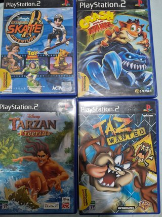4 Juegos PS2: Tarzán, Crash, Skate, TAZ