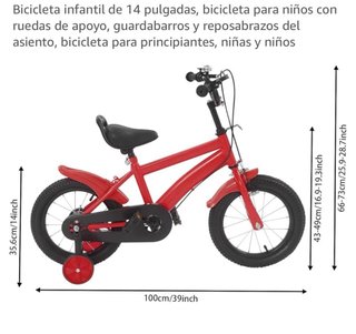 Bicicleta infantil roja 14 pulgadas