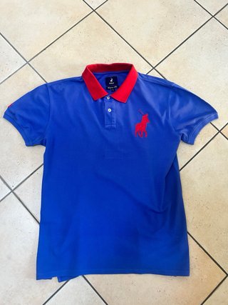 Polo ralph lauren blu con numero 1 rosso nella sch