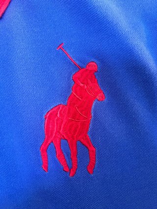 Polo ralph lauren blu con numero 1 rosso nella sch