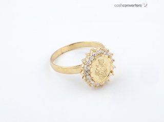 anillo oro 18k con piedra con circonita t. 15 (17,52 mm)