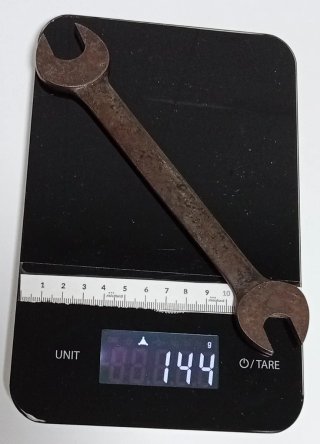 Antigua llave fija doble boca de forja 14-17