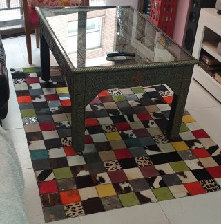 Alfombra de piel patchwork multicolor
