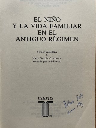 El niño y la vida familiar en el Antiguo Régimen
