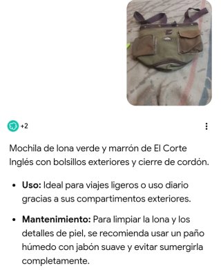Mochila El Corte Inglés verde y marrón