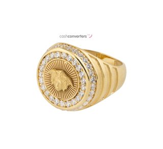 sello oro 18k con piedra con circonita