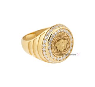 sello oro 18k con piedra con circonita