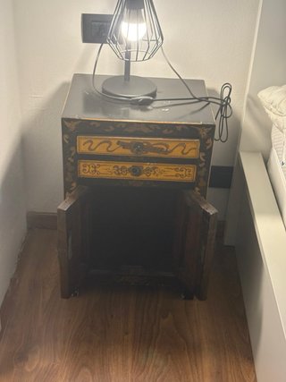 Comodino Cinese Legno Marrone Oro