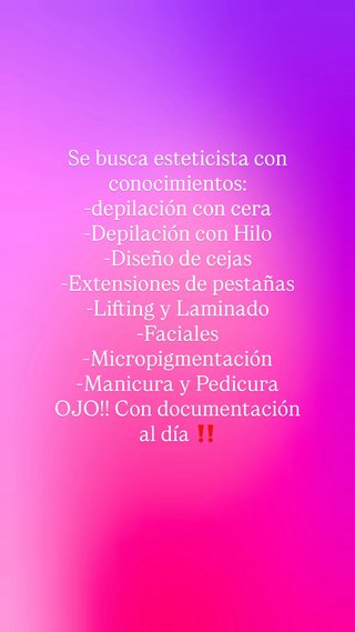 Busco esteticista