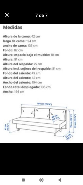 Sofá Cama Ikea Gris y Blanco