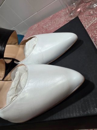 Zapatos Salón Puntiagudos Blanco y Negro