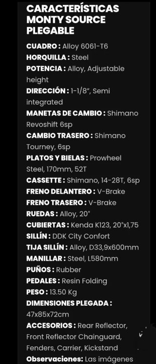 Bicicleta Plegable Monty Source