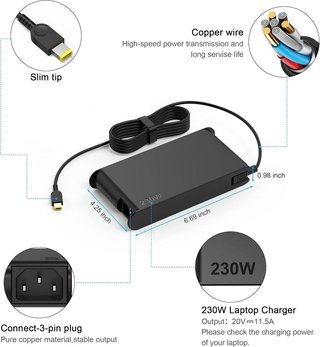 TUVOYO cargador 230W 20V 11.5A LENOVO Legion