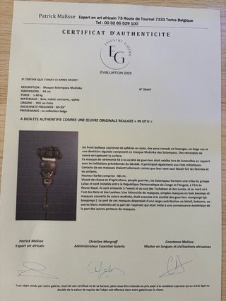 Maschera Africana Antica Originale Certificata