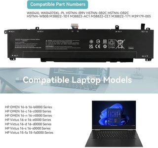 Batteria K KYUER WK04XL 15,4V 5200mAh per HP Omen