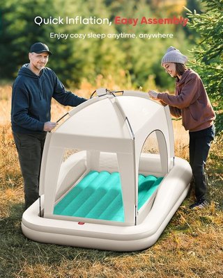 QPAU cama inflable infantil viaje PVC caqui verde