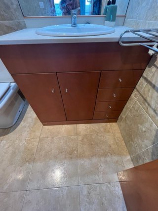 Mueble de baño completo madera y blanco