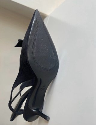 Zara Slingback Negro Lazo Tacón 7cm Nuevos
