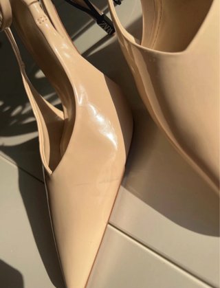 Zara Slingback Tacón 10cm Pulsera Tobillo Beige