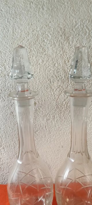 Coppia bottiglie cristallo molato del 900