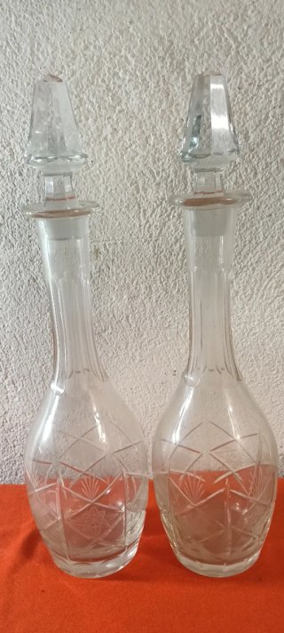 Coppia bottiglie cristallo molato del 900