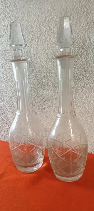 Coppia bottiglie cristallo molato del 900