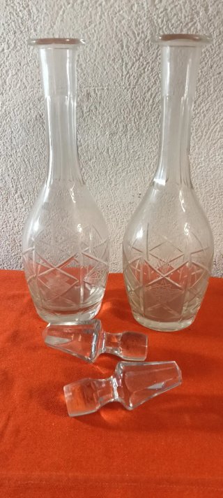 Coppia bottiglie cristallo molato del 900