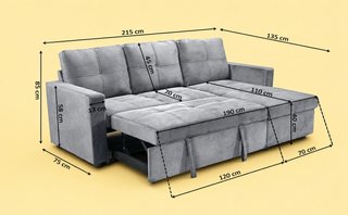 SOFA CAMA NUEVO EN COLOR NEGRO CON BAUL