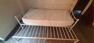 Cama sofá doble barrotes hierro blanco