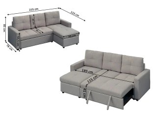 SOFA CAMA NUEVO EN TONO BEIGE CON BAUL