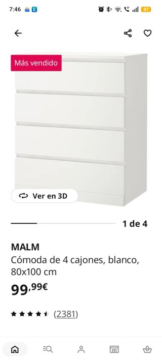 Cajoneras Ikea (1 de 3 cajones; 3 de 4 cajones)